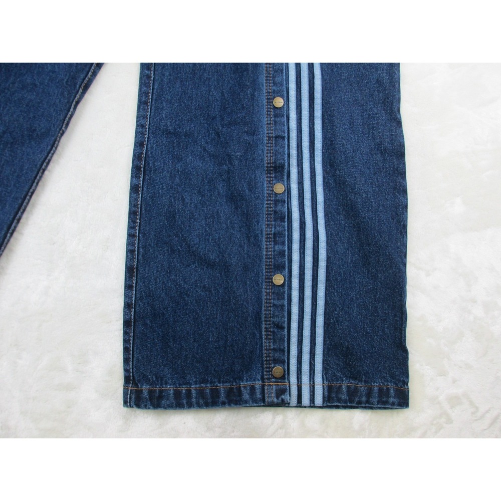 NEW Adidas x Ivy Park Pants Womens Large Blue Denim Snap Jeans Wide Leg Beyonce - Picture 3 of 13
